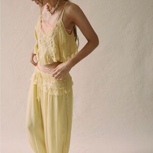 Free People Soft Yellow Lace Set